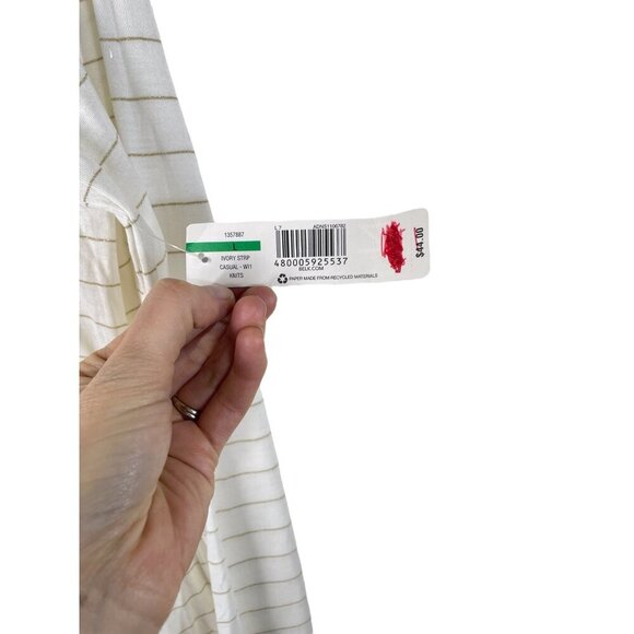 New Directions Long Sleeve Gold Stripe Tunic Top Holiday New Years L - Picture 5 of 9